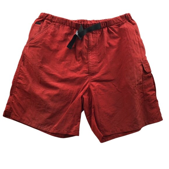 Mens Cargo Shorts Size 34 Measuered Elatic Waist Outdoors Hiking Adjustable Red - Picture 1 of 13